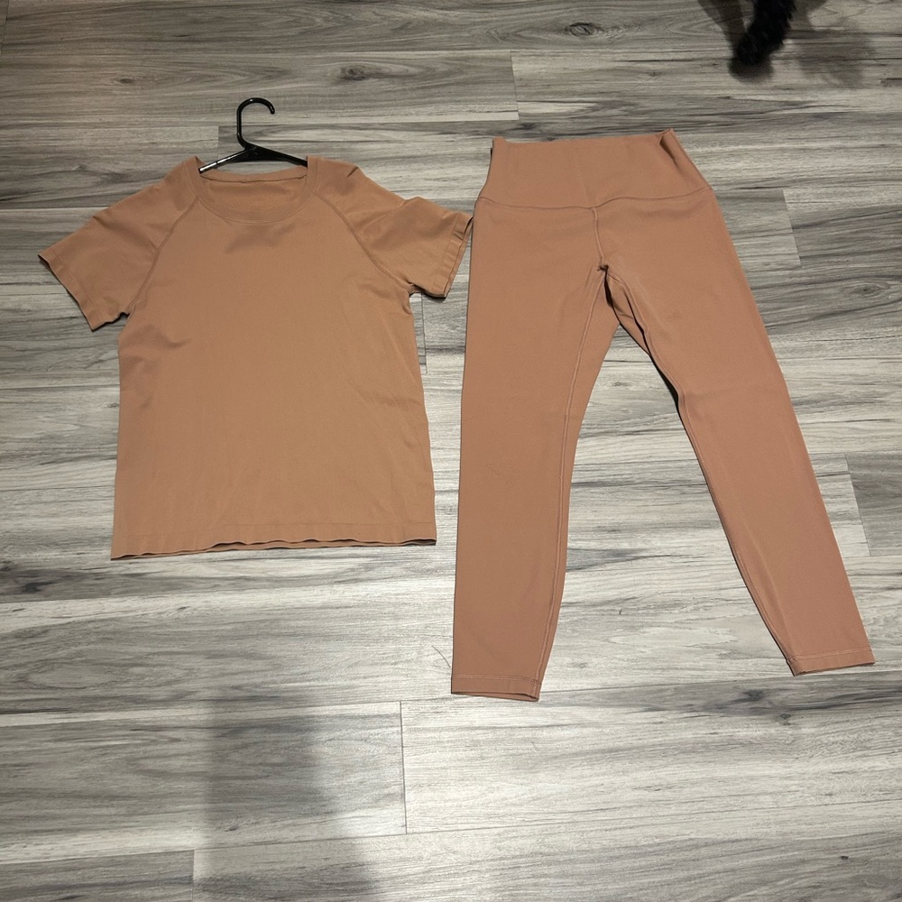 Women's Tan Pants & Top workout  Set
